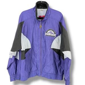 Vintage Colorado Rockies Pro Player Jacket M Sz XL Purple Black Windbreaker MLB